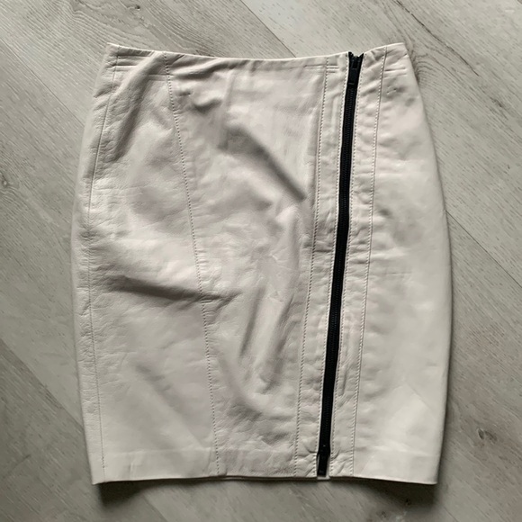 Danier Genuine‎ Leather Snakeskin Classic Fit Skirt Size 2 beige black zipper - Picture 1 of 13